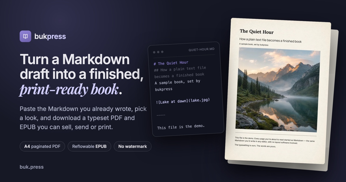 Tired of wasting time designing ebooks, I created bukpress